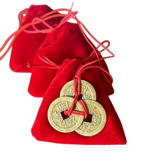 Porte-bonheur Feng Shui traditionnel, symbole de richesse et prospérité réussite fortune, anciennes pièces de monnaie Chinoise Green Terre Happy