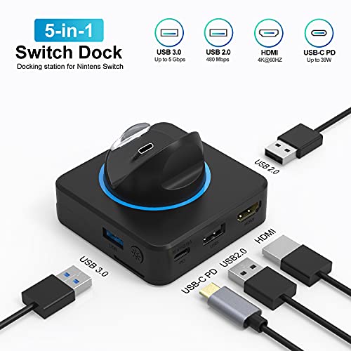 Kkf Docking Station For Switch, Switch Oled, Charging Dock 4K Hdmi Tv Adapter Charger Set Replacement Compatible With Official Nintendo Switch Dock (Casting Screen Requires More Than 35W Charging) #TOP3