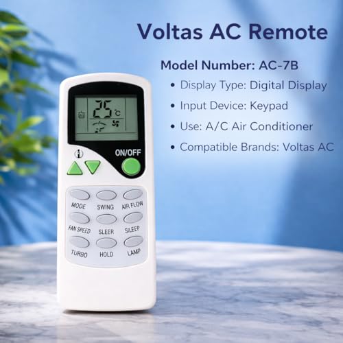 Image of Electronic Spices AC Remote | Compatible with Voltas AC (Model AC-7B) with AAA Batteries