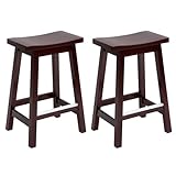 PayLessHere Bar Stools Set of 2, Saddle Stools 24 Inch Heigh, Bar Chairs Seat with Footrests and Industrial, Kitchen Counter Stools for Restaurant, Bistro Bar and Home Dining