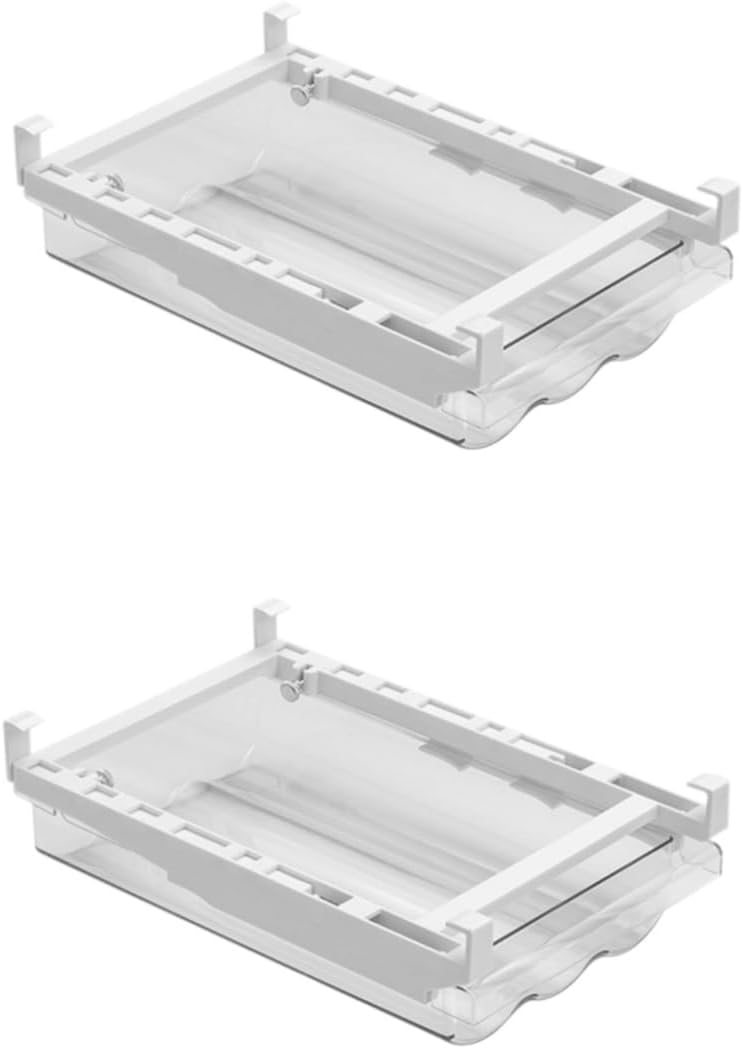 Mikikit 2pcs Refrigerator Storage Drawer Pull-out Container for Organized Storage Hanging Design for Easy Access for Fridge Pantry and Kitchen Use