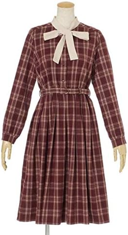 Amazon Co Jp Fi N T フィント F I N T クレリックボウタイチェックワンピース Bordeaux F 服 ファッション小物