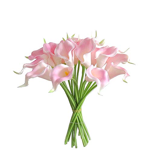 Mandy's (Pink) - 20pcs Pink Artificial Calla Lily Silk Flowers 34cm for Home Kitchen & Wedding (vase not Include)