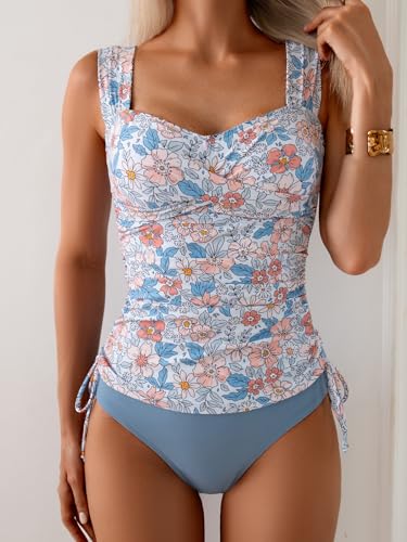 Image of B2prity Tankini Swimsuits for Women Tummy Control Two Piece Bathing Suit High Waisted Wrap Swim Suit with Bottom Swimwear