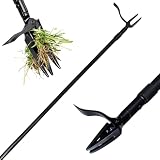 Vornilo All Black Stand Up Weed Puller 53 Inch Manual Weed Remover Tool Heavy Duty Metal Long Handle Root Removal Weeder with Reinforced Claw and Three Section Steel Shaft for Garden Lawn Yard Use