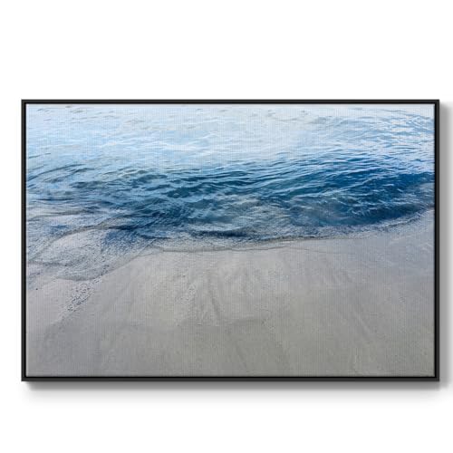 Renditions Gallery Nature Wall Art Paintings & Prints Aegean Blue Water Ocean Waves Abstract Artwork Decorations for Lounge Drawing Room Balcony - 17"X25" Black Frame GAL001