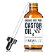 CERTIFIED ORGANIC CASTOR OIL - Essential For Hair Growth in LARGE 4 OZ. Dark Glass Bottle with Dropper | Grow Longer Thicker Eyelash | Best Quality Cold Pressed Unrefined Serum | Non-GMO Hexane-Free