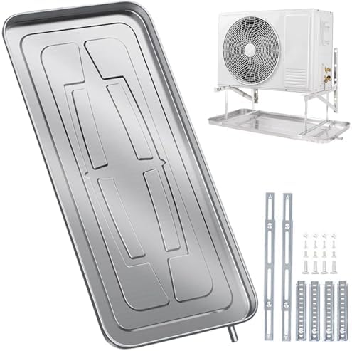 Stainless Steel Air Conditioner Drip Tray with Drain Pipe - Prevent Water Damage, Ideal for Window & Split AC Units, Durable & Easy to Install, Essential AC Accessory