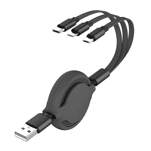 Premium 3-in-1 Retractable Charging Cable - Obsidian Black (B0DFTKD36K) Amazon Price History, Amazon Price Tracker