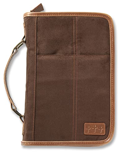 Aviator Bible Cover for Men, Zippered, with Handle, Suede, Brown, Extra Large