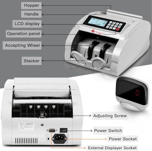 Image of swaggers Best Heavy Duty Note Counting Machine with MG, UV, IR Fake Note Detection Updated with All New and Old Indian Currency (White LCD)