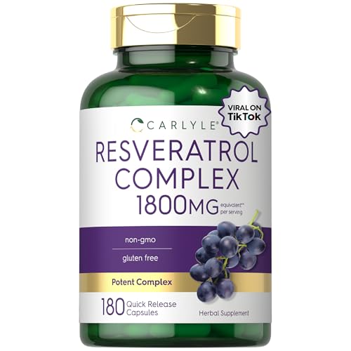 Carlyle Resveratrol Supplement | 180 Capsules | Non-GMO & Gluten Free | Potent Complex