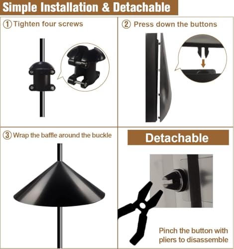 Garbuildman Eichhörnchenkuppel für Vogelfutterstangen – Premium-PP-Material & kauwiderstandsfähig, externer Vogelkastenschutz für Schäferhaken, 482 mm Durchmesser