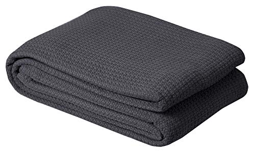 Dollcent 100% Combed Cotton Blanket–102X108 Inch California King Size Bed Blankets– Warm Soft All Season Breathable Blankets– Extra Large Oversized California King Blanket- Grey King Cotton Blankets #TOP1