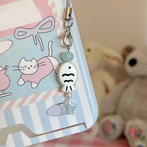 hogtnd Beaded Phone Chain Fish Cellphone Charm Detachable Keychain Pendant Decoration for Phones - 4
