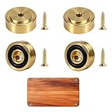 4 Pcs Brass Cutting Board Feet with Non-Slip Pads | 1 Inch x 0.4 Inch Solid Brass Rubber Feet Legs with Screws for Kitchen Chopping Boards