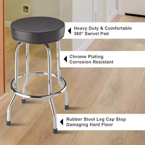 Image of Torin ATRP6185B-1 Swivel Bar Stool: Padded Garage /Shop Seat with Chrome Plated Legs, Black