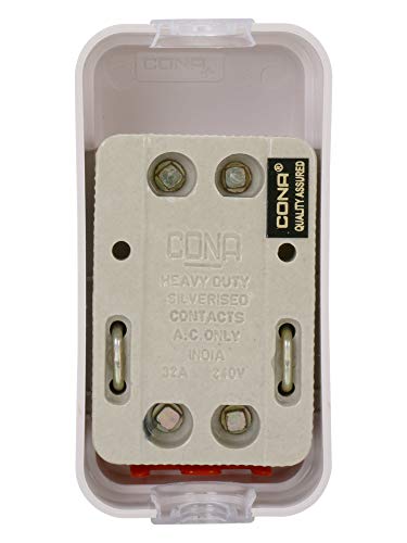 Image of CONA 2381 ISI Mark Gold Surface D.P. Switch 32 Amperes with Indicator 240V Milky White Heavy Duty Double Pole switch (Single Pack)|D.P. Switch Surface|Electricial part|Durable D.P Surface, Large