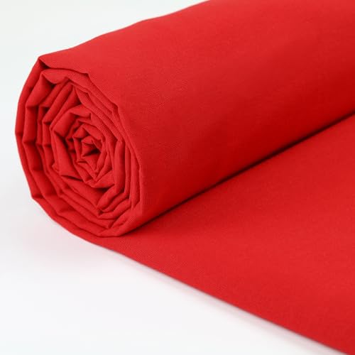 A-Express Tissu 100% Coton - 150cm (60 pouces) de Large - Tissu en Coton uni Au Mètre - Idéal pour Quilting, Couture, Confection de vêtements, Literie, Taies d'oreiller - Rouge 0,5 Mètre