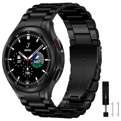 MiRowy Metal Straps for Samsung Galaxy Watch FE/Watch 7/6/5/4 (40mm 44mm) Bracelet, Stainless Steel Replacement Bands Watch Strap for Galaxy Watch 6/6 Classic/Watch 5/5 Pro/Watch 4, Black