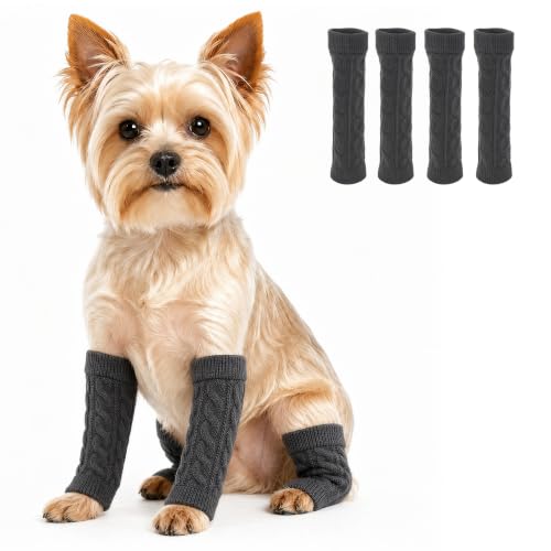 Image of ROZKITCH 4 PCS Dog Knee Elbow Protector Reduce Licking Scratching Elbow | Soft Knitting, Stretchy Fit Sleeves, Helps Reduce Licking, Dog & Cat Friendly, Easy to Wear, Daily Leg Coverage
