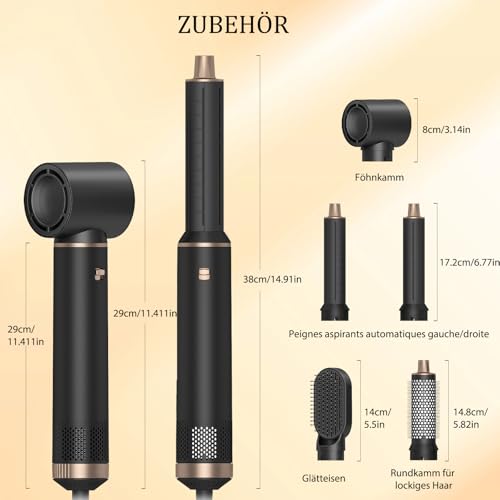 Flex Style Hair 5 in 1 Hairstyler 1000W Set Mit Rundbürstenföhn und Lockenstab Automatisch Zum Trocknen, Glätten, Locken.