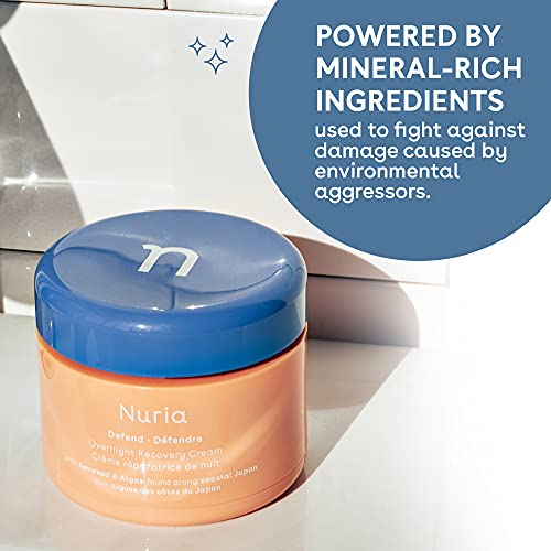 Nuria - Defend Overnight Face Cream, Facial Moisturizer for Nighttime Skin Recovery, Night Cream for Face with Seaweed, Brown Algae, and Aloe Leaf Juice, 50mL/1.7 fl oz