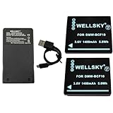WELLSKY DMW-BCF10 互換バッテリー 2個 + 超軽量 USB Type-C 互換充電器 バッテリーチャージャー DMW-BTC1 1個 [3個セット] 純正充電器で充電可能 残量表示可能 純正品と同じよう使用可能 端子カバー付き パナソニック ルミックス
