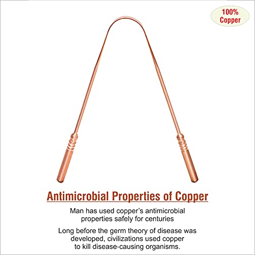 Zungenreiniger aus Kupfer | Ayurvedischer Zungenreiniger | Nie Wieder Mundgeruch| Wissenschaft nachgewiesene Förderung der Mundgesundheit | Antimikrobiellen Eigenschaften | Kosha Ayurveda