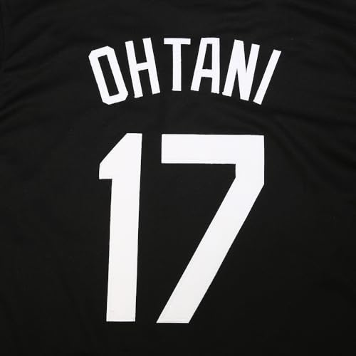 BRFOX Camisetas masculinas Shotime 17# Ohtani beisebol bordado hipster uniforme hip hop, Preto, 3G