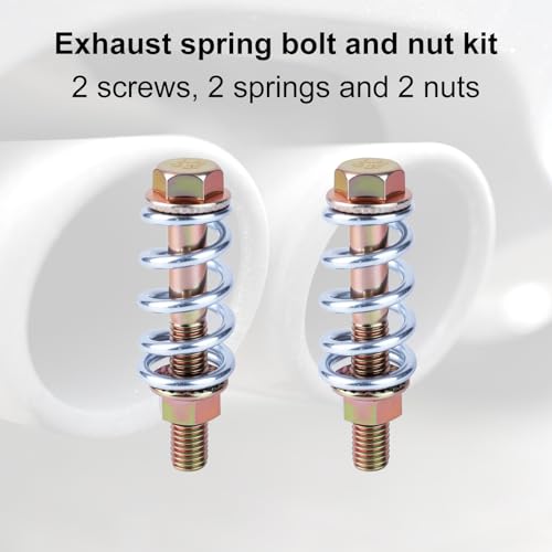 BOXOB 2 Stück Auspuffbolzen und -feder, Hochtemperatur Kohlenstoffstahl Auspuffschrauben und Mutternsatz Hardware-Kit Universell für Autos LKWs SUVs Automobile Ersatzteile Zubehör