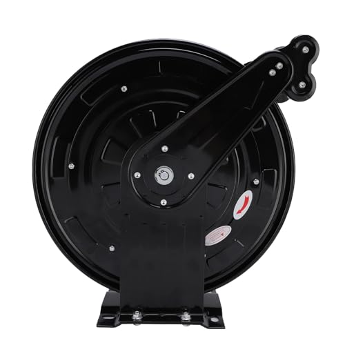 KIMISS Retractable Pressure Washer Hose Reel 3/8" X 49ft - Sturdy Steel 4000 PSI Auto Rewind Hose Reel for Water, Oil, and Air Applications
