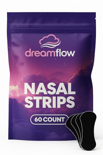 Nasal Strips for Snoring - Lightweight Comfortable Nose Tape with Strong Easy-Grip Adhesive for Painless Removal - Hypoallergenic Latex-Free Nose Strips for Breathing & Deep Sleep - 60ct Black