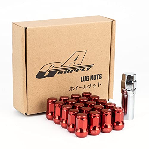 GAsupply ホイールロックナット M12 x P1.25 ニッサン スバル スズキの普通車と軽自動車に対応 外七角 ショートナット スチール製 盗難防止