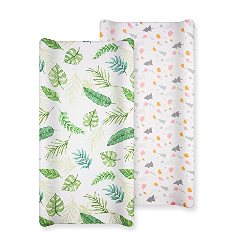Snoozynest Changing Pad Cover Set, 2 Pack Diaper Changing Table Cover Sheets Ultra Stretchy Snug Fitted Sheets For Baby Boys Girls (Tropic Garden) #TOP1