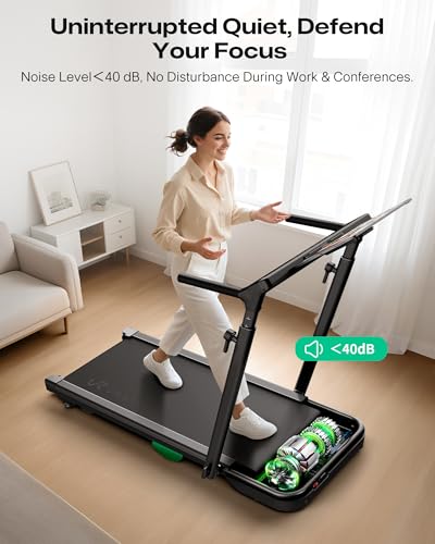 Image of UREVO Foldable Treadmill with Adjustable Laptop Desk, 12% Auto Incline