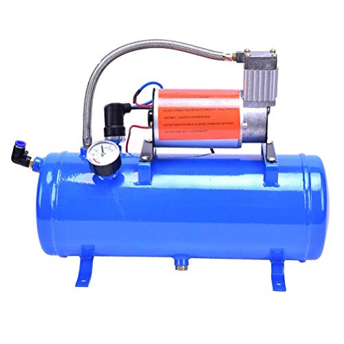 150Db Train Air Horn Kit, 4 Trumpet Loud Train Horns Kit For 150 Psi 12V Air Compressor 1.59 Gallon For Trucks, Cars, Van Boats Super Loud Air Horn( Blue) #TOP6