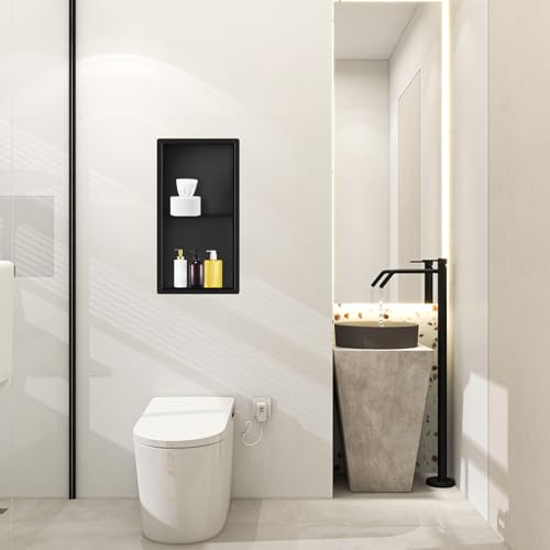 Greenspring 24" X 12" Shower Niche Insert Tile Ready, 2-Tier, Matte Black by Green & Spring - Image 6