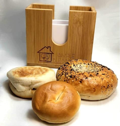Bamboo Bagel Slicer w/Two Plastic Inserts & Non-Slip Silicone Pad - Adjustable Cutter Holder for Small & Large Bagels - Moisture Resistant & Thick Base - Image 2