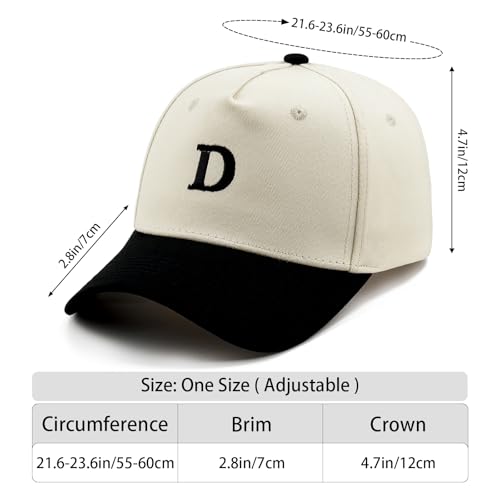 Gorra ajustable negra con bordado de letras A-Z miniatura 5