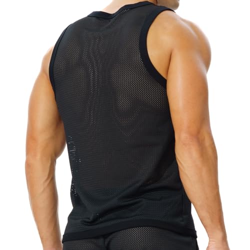 Men's Mesh Workout Tank Top Fitted Sleeveless Shirt for Casual Gym Muscle Training4