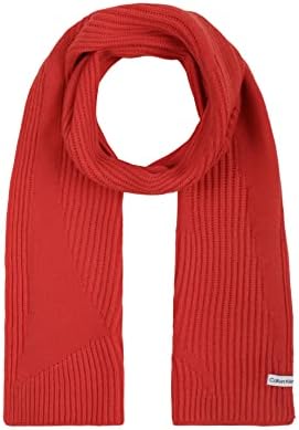 Calvin Klein Men's Stitch Wave Fisherman Rib Scarf, Orange Odyssey, One Size