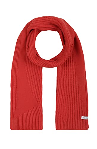 Calvin Klein Men's Stitch Wave Fisherman Rib Scarf, Orange Odyssey, One Size #TOP17