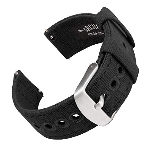 Archer Watch Straps - Płócienny pasek do zegarka z szybkozłączką (Czarny, 20mm)