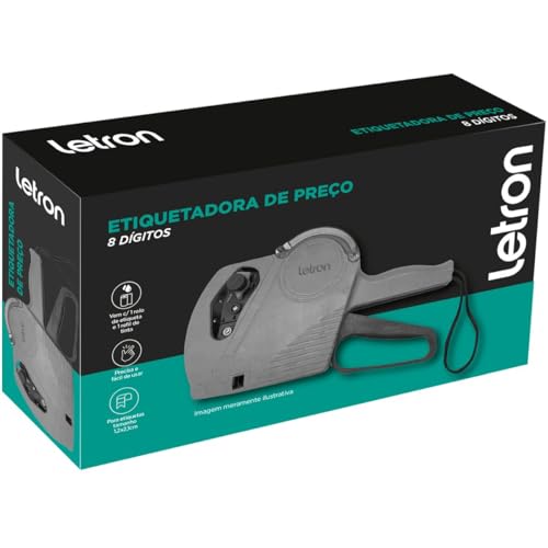 Etiquetadora de Preco 8 Digitos C/2 Tintas C/1 Rolo Etiquetas Letron