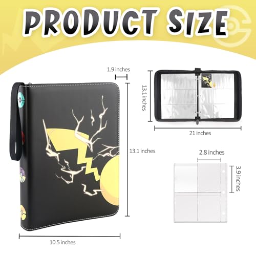 Card Binder 9-Pockets, 900 Pockets Card Holder with 50 Removable Sleeves, Trading Card Collector Zipper Album Holder, Black by GOROMA - Image 2