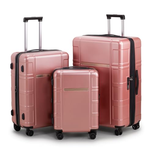 3 Piece Luggage Sets- Rose Gold Hardside Luggage Set with Spinner Wheels Travel Carry on Luggage with TSA Lock Lightweight Suitcase Sets for Women2