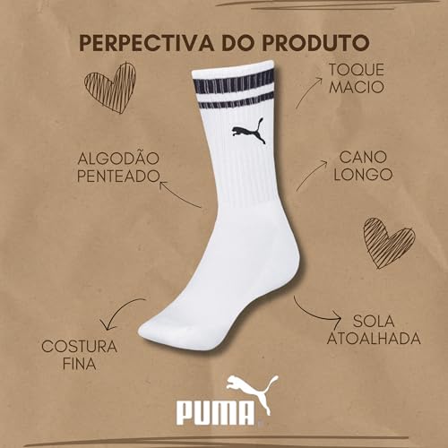KIT 04 PARES MEIA ESPORTIVA CANO LONGO - PUMA FEMININO |4 Brancas| 34-39