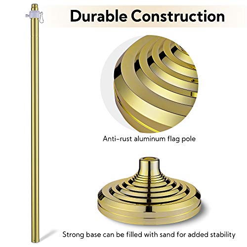 Yescom 2 Pack 8Ft Telescoping Indoor Flag Pole Kit Aluminum Gold Pole Ball Topper With 3X5Ft Us Flag & Base Stand Office School City Hall #TOP2