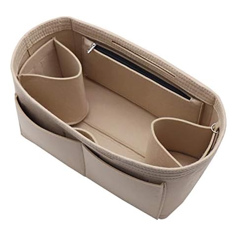 LEXSION Felt Handbag Insert Organizer Bag In Bag with Two Removeable Holder 8020 Beige L Cover